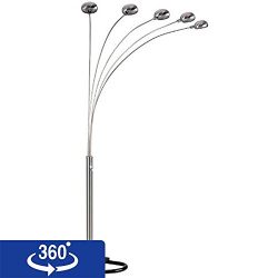 Ore International 5-Arm Arch Floor Lamp with Dimmer, Nickel