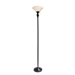 Elegant Designs 1 Light Torchiere Floor Lamp w/Frosted Plastic Shade, Restoration Bronze
