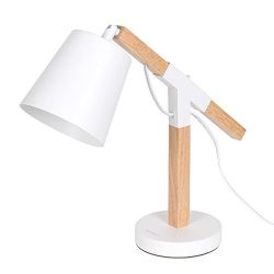 HAITRAL Wooden Desk Lamp Industrial Nordic Design Office lamp For Reading Work Study White