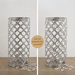 HAITRAL Crystal Table Lamp Modern Night Light Lamp with Metal Frame 110 Pcs Crystals Elegant Bedside Desk Lamp for Bedroom, Living Room, Dining Room Sliver