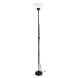 Simple Designs 1 Light Stick Torchiere Floor Lamp, Black