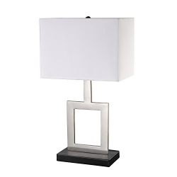 Globe Electric Haven Table Lamp Finish, Black Base, White Shade, in-Line on/Off Rocker Switch, 21", Brushed Nickel