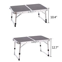 CampLand Aluminum Height Adjustable Folding Table Camping Outdoor Lightweight for Beach, Backyards, BBQ, Party and Picnic