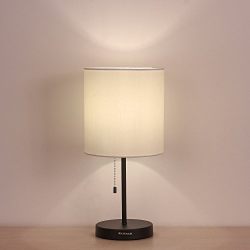 HAITRAL Table Lamp Metal base Fabric Lamp Shade Night light for Living Room, Bedroom, College Dorm
