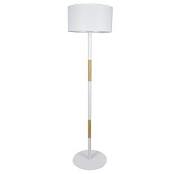 Light Accents Floor Lamp OSLO Wood and Metal Floor Lamp with Linen Shade (White)