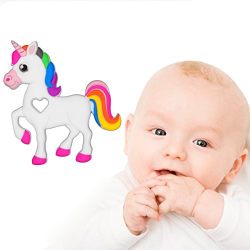 snowcc Baby Teething Toy Silicone Unicorn Teether, Soft Silicone, BPA-Free, Natural Organic Infant Toy