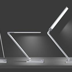 Phive Dimmable LED Desk Lamp with Fast Charging USB Port, Touch Control, 8-Level Dimmer/4 Lighting Modes, Aluminum Body, Eye-Care LED, Table Lamp for Bedroom/Reading/Study (Silver)