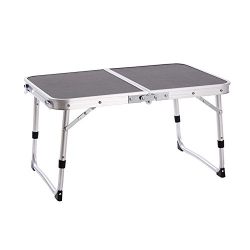 CampLand Aluminum Height Adjustable Folding Table Camping Outdoor Lightweight for Beach, Backyards, BBQ, Party and Picnic