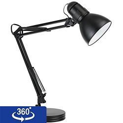 Globe Electric 35" Heavy Base Architect Spring Balanced Swing Arm Desk Lamp, Black Finish