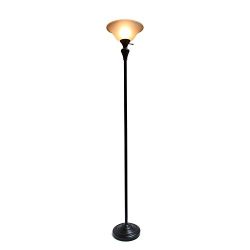 Elegant Designs 1 Light Torchiere Floor Lamp w/Frosted Plastic Shade, Restoration Bronze