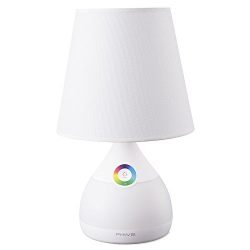 Phive Table Lamp for Bedroom/Living Room, Dimmable LED Bedside Lamp, Touch-Sensitive Control, 2-in-1 Warm White Light & Color Changing RGB Mood Light/Nightlight (White)