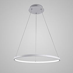 EverFlowery Pendant Light Modern Round Shape LED Ceiling Fixture, Flush Mount Silica gel Chandeliers with 1 Ring for Office, Dining Room, Living Room, 24W, Nature White