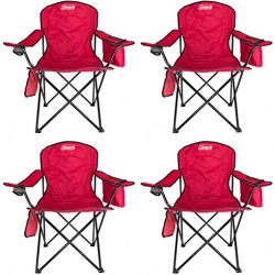4-Pack Coleman Cooler Quad Chairs With Built-In Cooler, Red