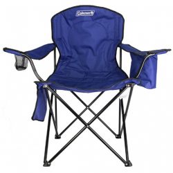 Coleman Cooler Quad Chair With Built-In Cooler And Cup Holder, Blue