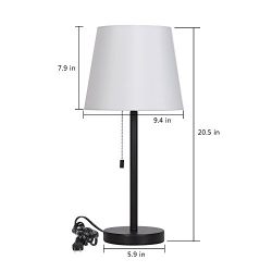 HAITRAL Table Lamp Set of 2 Modern Desk Lamps Black Night Lamps for Bedroom, Living room, Office