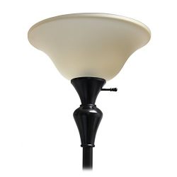Elegant Designs 1 Light Torchiere Floor Lamp w/Frosted Plastic Shade, Restoration Bronze