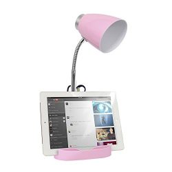Limelights Gooseneck Organizer Desk Lamp with iPad Stand or Book Holder, Pink