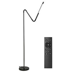 LE LED Floor Lamps, Dimmable Gooseneck Standing Lamp Eye Care Reading Light, 6W, 6 Lighting Modes, Memory Function,Touch Control & Remote Control Floor Light for Living Room Office Hotel, Black
