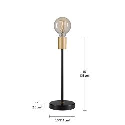 Globe Electric Remington 15" Table Lamp, Black Finish, Exposed Gold Socket, in-Line on/Off Rocker Switch, Exposed Bulb