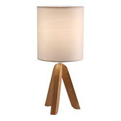 Light Accents Tripod Table Lamp with Natural Wooden Tripod Base with Linen Shade