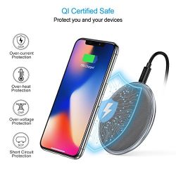 CHOETECH Zinc-alloy & PU Ultra-Slim 7.5W Wireless Charging Pad for iPhone X 8/8 Plus, 10W Fast Charge for Samsung Galaxy