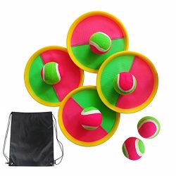 Paddle Tennis Toy Ball Toss and Catch Sports Ball Throw Catch Bat Ball Game Set,Equally Suitable Game for Kids & Adults, Outdoor or Indoor with 4 Paddles, 6 Balls & Storage Bag