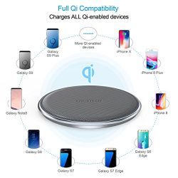 CHOETECH Zinc-alloy & PU Ultra-Slim 7.5W Wireless Charging Pad for iPhone X 8/8 Plus, 10W Fast Charge for Samsung Galaxy