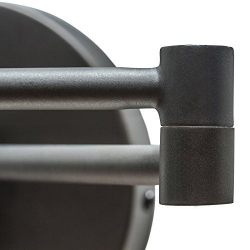 Globe Electric LeClair 1-Light Plug-In or Hardwire Industrial Wall Sconce, Dark Bronze Finish, On/Off Rotary Switch on Canopy, 6 Foot Clear Cord