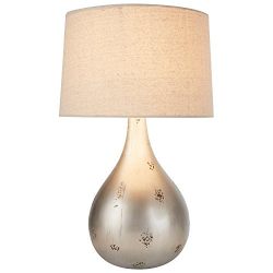 Stone & Beam Textured Silver Table Lamp, 20" H, with Bulb, White Shade