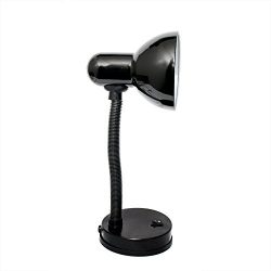 Simple Designs Home Basic Metal Desk Lamp with Flexible Hose Neck, 4.92" x 4.92" x 11.81", Black