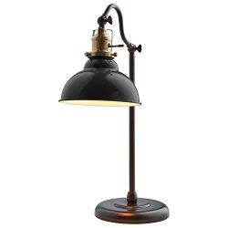 Stone & Beam Walters Vintage Task Lamp with Bulb, 19.9" H, Black