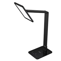 AUKEY Desk Light, Rotatable Table Lamp with Extra-Large LED Panel, Dimmable Brightness, USB Charging Port, Memory Function, Touch Sensor & Sleep Mode