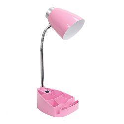 Limelights Gooseneck Organizer Desk Lamp with iPad Stand or Book Holder, Pink