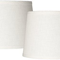 Set of 2 White Linen Drum Lamp Shade 10x12x8 (Spider)