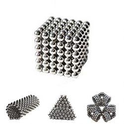 216 magic Balls Sculpture Toy - 216 Pieces 3mm Large Size - Includes Carrying Bag and Plastic Card Separator - (3mm, Silver)