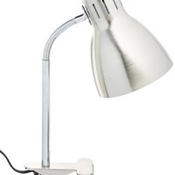 Simple Designs Home Adjustable Clip Light Desk Lamp, 5" x 7.5" x 17.5", Brushed Nickel