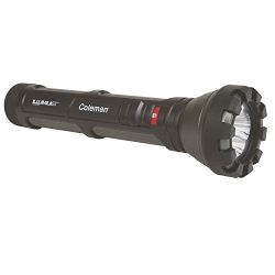 Coleman IllumiLast LED 1000 Lumen Flashlight with comfort-grip handle and impact-resistant design, showcasing durable build and battery-saving technology. 