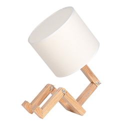 HAITRAL Wooden Table Lamp Adjustable Creative Nightstand Lamp for Bedroom Office Kids