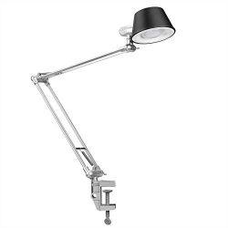 LE Swing Arm Dimmable LED Desk Lamp, C-Clamp Table Lamp Flexible Clamp-on Stand Light Touch Control Brightness Adjustable Memory Function Bedroom Bedside Study Room Reading