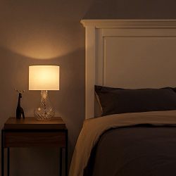 SOTTAE Elegant Fashionable Design Clear Glass Lamp Living Room Bedroom Bedside Table Lamps, Desk Lamp in White Fabric Shade