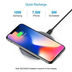 CHOETECH Zinc-alloy & PU Ultra-Slim 7.5W Wireless Charging Pad for iPhone X 8/8 Plus, 10W Fast Charge for Samsung Galaxy