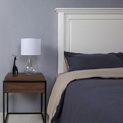 SOTTAE Elegant Fashionable Design Clear Glass Lamp Living Room Bedroom Bedside Table Lamps, Desk Lamp in White Fabric Shade