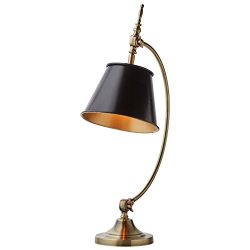 Stone & Beam Vintage Arced Desk Lamp with Bulb, 25" H, Brass and Black