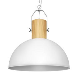 Tomons Wood Pendant Light, Modern Simple Ceiling Lightning with Metal Lampshade for Kitchen Island, Restaurants, Cafeteria of Nordic, Minimalist and Other Decor Style，8W LED Bulb Included - PL1005