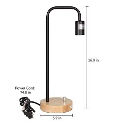 HAITRAL Desk Lamp Wooden Industrial Table Lamp for Office, Bedroom, Living room