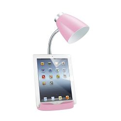 Limelights Gooseneck Organizer Desk Lamp with iPad Stand or Book Holder, Pink