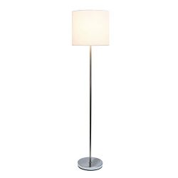 Simple Designs Brushed Nickel Drum Shade Floor Lamp, White