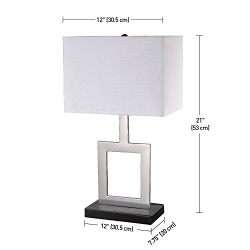 Globe Electric Haven Table Lamp Finish, Black Base, White Shade, in-Line on/Off Rocker Switch, 21", Brushed Nickel