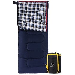 REDCAMP Cotton Flannel Sleeping bag for Camping, 50F/10C 3-season Warm and Comfortable, Envelope Blue 3lbs(75"x33")