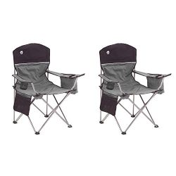 Coleman Oversized Black Camping Lawn Chairs + Cooler, 2-Pack